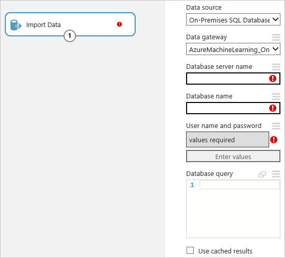 Selezionare il gateway dati per il modulo Import Data