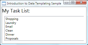 Schermata dell'esempio Introduction to Data Templating