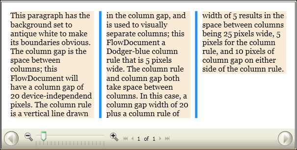 Schermata: FlowDocument con colonne