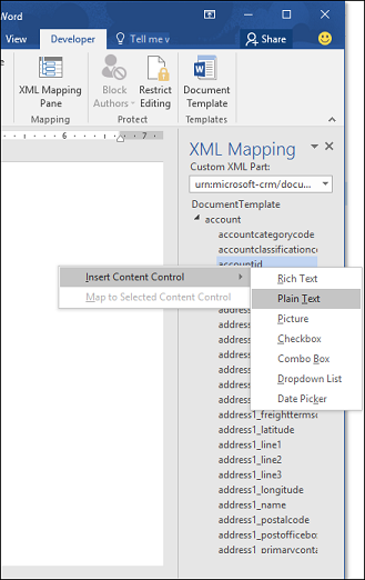 Inserire il campo Dynamics 365 come testo normale