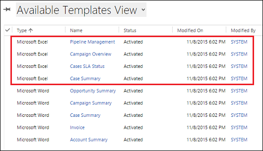 Provare i modelli di Excel inclusi in Dynamics 365