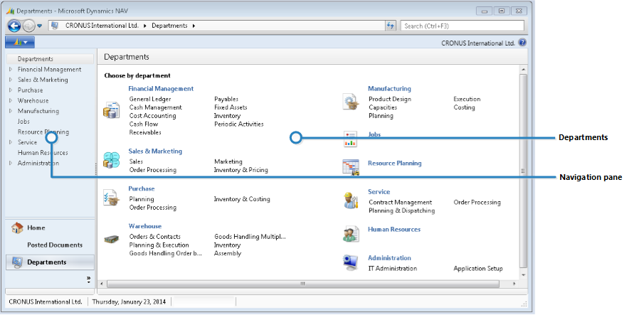 RoleTailored client Departments example