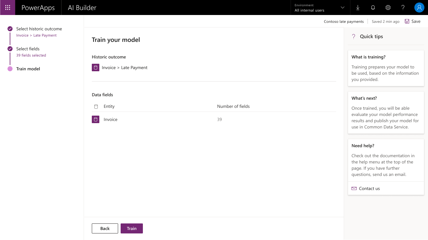 Review and train your binary classification model