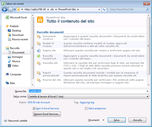 Schermata della finestra di dialogo Salva con nome di Excel