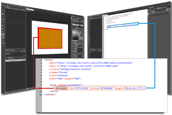 Collegamento tra le visualizzazioni Progettazione e XAML