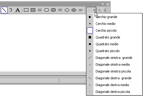 Selettore di opzioni della barra degli strumenti dell'editor di immagini