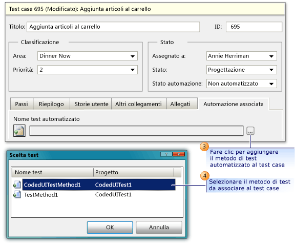 Associare l'automazione a un test case