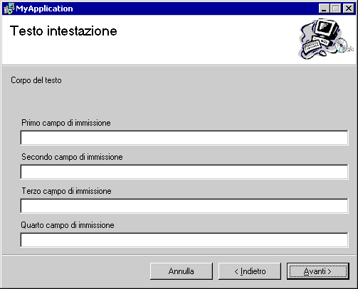 Schermata iniziale dell'interfaccia utente di distribuzione