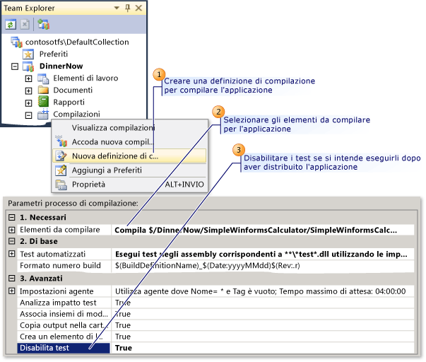 Creare una definizione di compilazione per l'applicazione