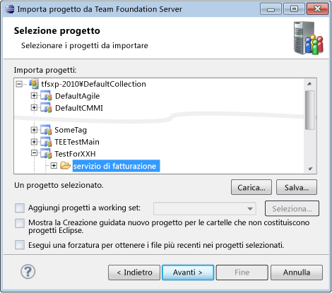 Importare il progetto da Team Foundation Server