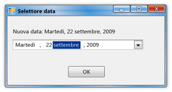 Form dopo la selezione di una data da DateTimePicker