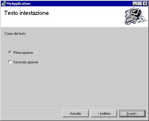 Schermata iniziale dell'interfaccia utente di distribuzione