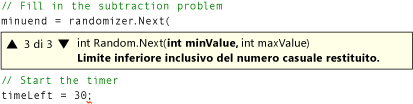 Overload della finestra di Intellisense