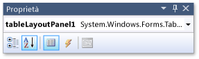 Finestra Proprietà con il controllo TableLayoutPanel