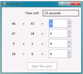 Quiz matematico con quattro problemi