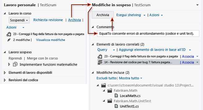 Archiviazione di un aggiornamento per correggere un bug