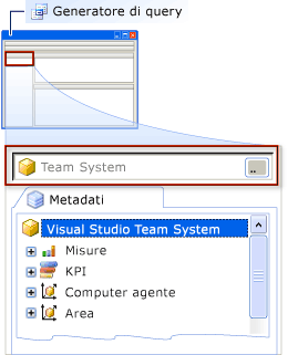 Generatore di query: fare clic sul cubo Team System