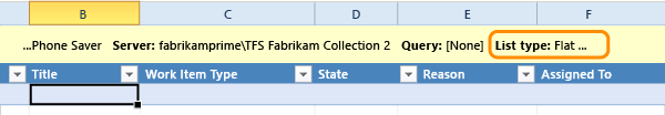 Empty flat list connected to a team project