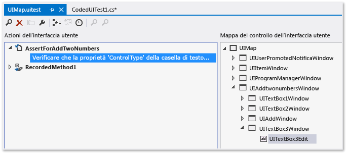 Editor test codificati dell'interfaccia utente