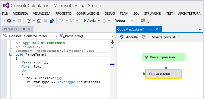 CodeLens - References on code map