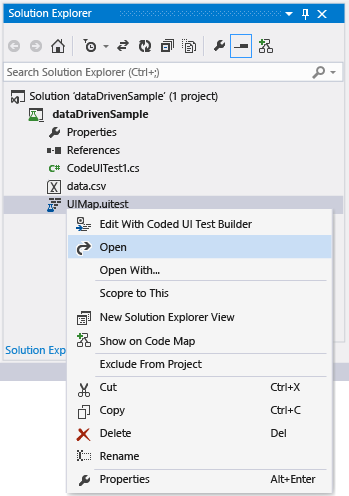 Aprire l'editor di test codificati dell'interfaccia utente