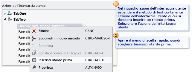 Inserimento di un ritardo prima di un'azione dell'interfaccia utente