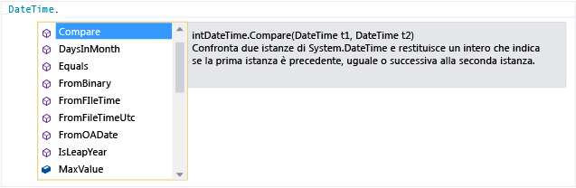 Informazioni rapide per DateTime.Compare