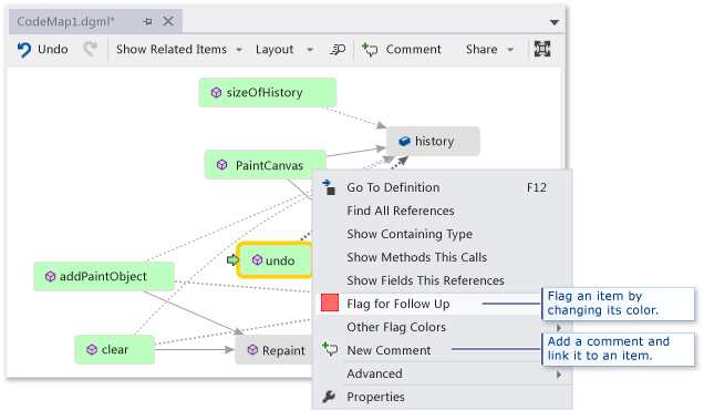 Code map - Comment and flag items for followup