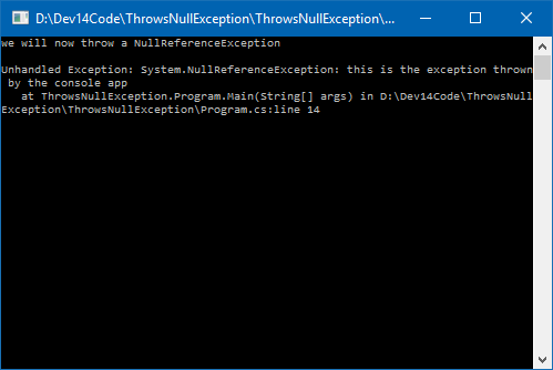 ThrowsNullExceptionConsole
