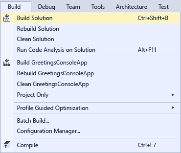 Build Solution command on the Build menu