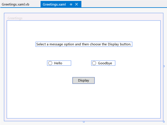 Greetings form with control labels