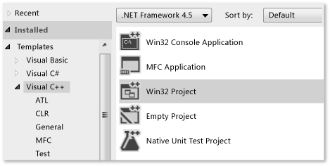 Creating a C++ Win32 project