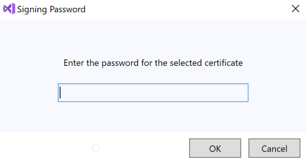 Signing password dialog