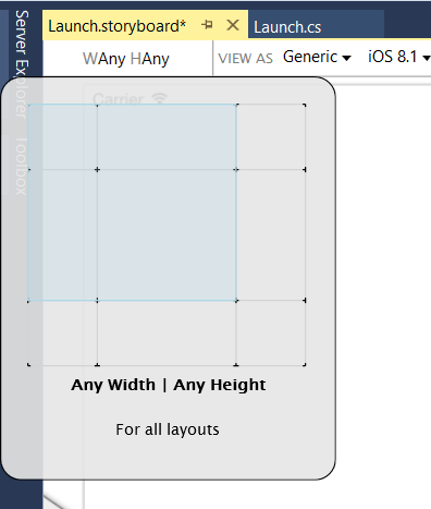 Assicurarsi che la classe Size sia impostata su any:any e che View As sia generico