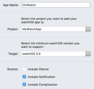 Scegliere il progetto di app iOS da includere nell'app watch