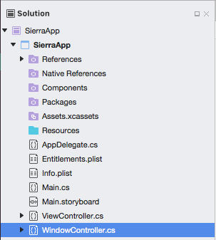 Nome della nuova classe in Visual Studio per Mac