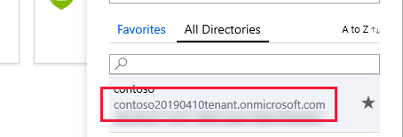 Nome del tenant nella visualizzazione filtro della directory e della sottoscrizione di Azure