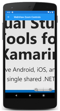 Screenshot di WebView ingrandita in Android