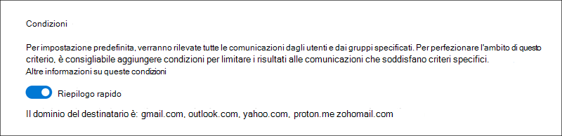 Esempio 7 del generatore di condizioni di conformità delle comunicazioni.