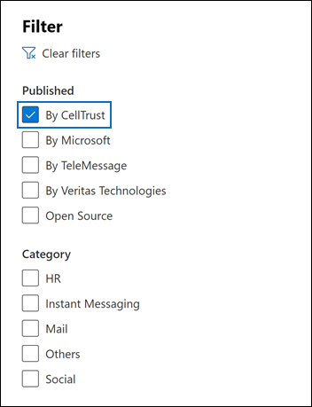 Configurare il filtro per visualizzare i connettori CellTrust.