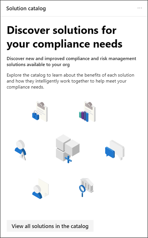 Portale di conformità di Microsoft Purview scheda catalogo soluzioni.