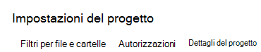 solo i nomi delle schede delle categorie di impostazioni