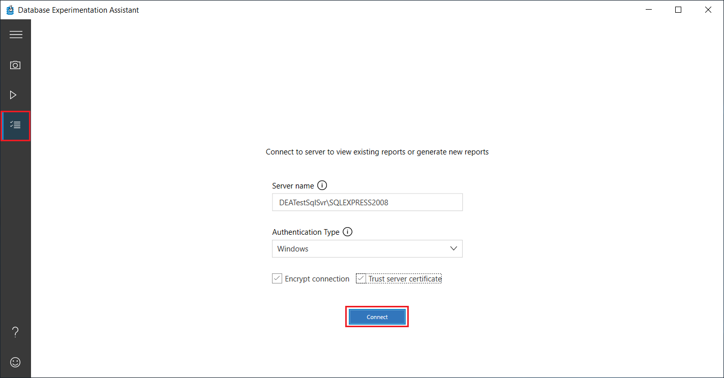 Connettersi al server con i file di traccia