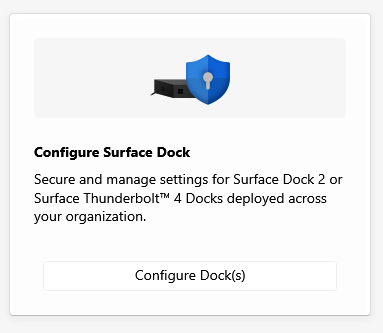 Screenshot che mostra il componente Surface Dock in Surface IT Toolkit.