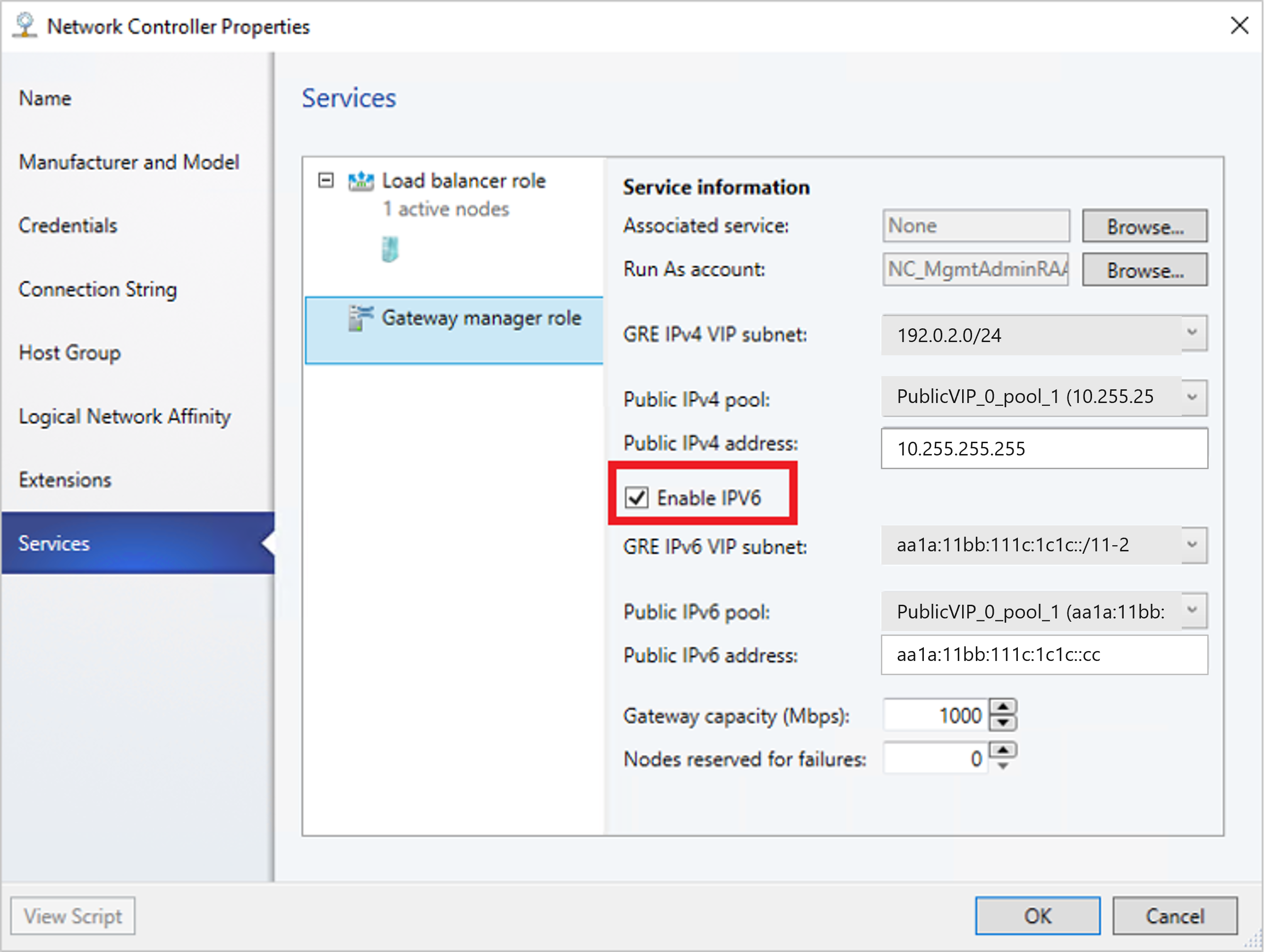 Screenshot dell'abilitazione di IPv6.