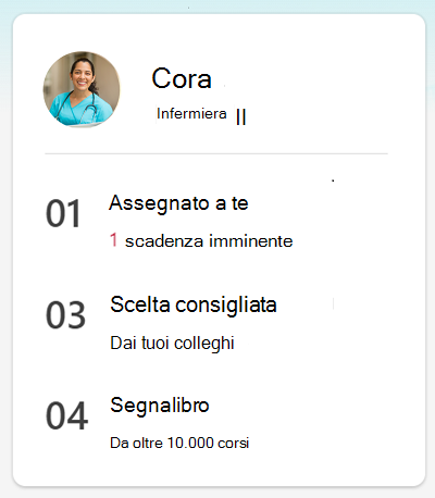 Screenshot del riepilogo rapido dell'apprendimento di Cora.