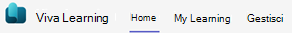 Screenshot della scheda home di Viva Learning.