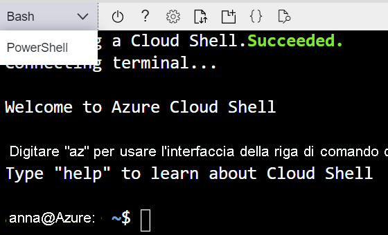 Screenshot that shows the Azure Cloud Shell.