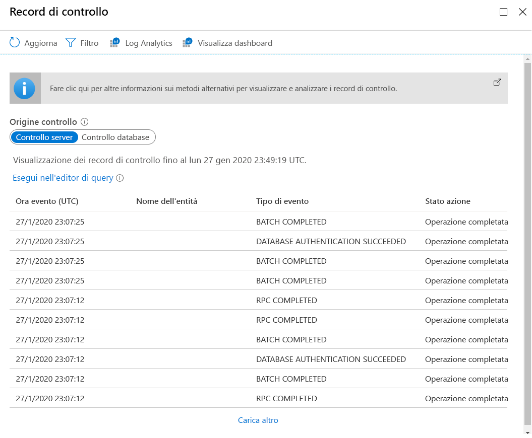 Screenshot of how to view audit records.