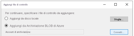 Screenshot of how to add from Azure Blob storage.